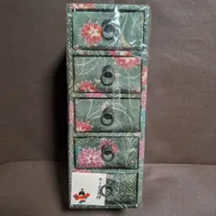 [未使用] 和柄ミニ5段箪笥 ちりめん友禅 小物入れ 昭和レトロ