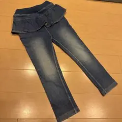 プティマインキッズ デニムパンツ フリル付き ブルー100サイズ