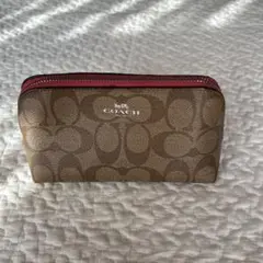 【COACH 】レザーポーチ ブラウン/ピンク