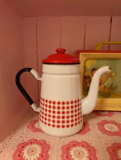 フランスアンティークホーロートレイプレートポルカドット水玉レア