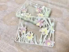 デザートプレート　ガラス皿　角皿　昭和レトロ