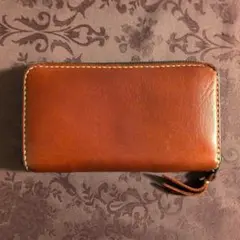 レザー製【ヤギの皮】シンプル長財布 ダブルファスナー