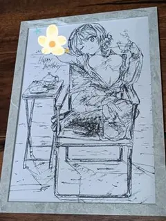 み*む様 ★直筆 設定資料　ガールズ＆パンツァー ：クラーラ 額装入原画 プラウ クラーラ 額装入り直筆イラスト A4サイズ資料 ポスター ガールズ