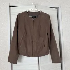 ブラウン ノーカラージャケット