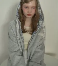 フードチェックパーカー　birthdayroom