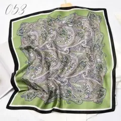 053 スカーフ バンダナ 大判 大きめ オシャレ ペイズリー グリーン