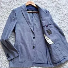 未使用級　Navy テーラードジャケット　パイピング　L アンコン　青　ブルーのサムネイル