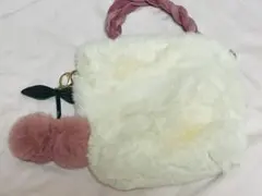 ファー ショルダーバッグ チェリーチャーム付き