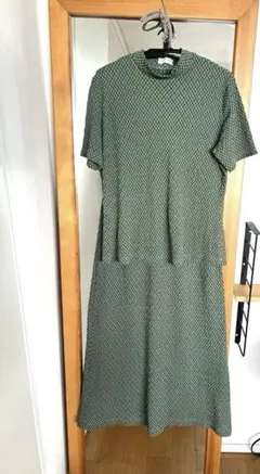 PINORE 緑 チェック柄 タイトスカートセット