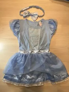 シンデレラ風フリル付きワンピース ヘアバンド付き　70