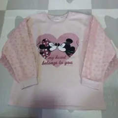 ミッキー&ミニーマウス　新品 130cm　裏起毛トレーナー　バックプリントあり