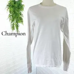 3707【Champion】長袖ロンT カットソー ワンポイント刺繍ホワイト S