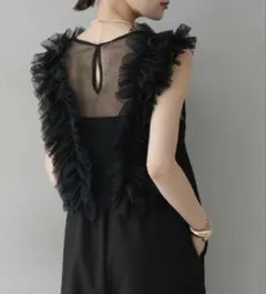 ESICA チュールフリルベスト　エシカ　リュミエ同型　ブラック