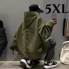 ローズ刺繍 スエード調 パーカー 韓国系 大きいサイズ オーバーサイズ モード