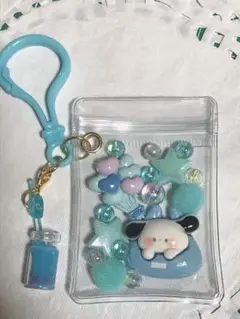 キャンディーバッグキーホルダー いぬ 水色系
