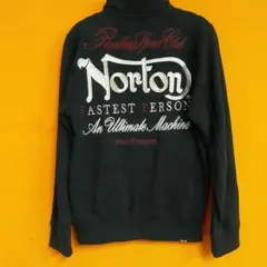 バイカーロックブランドNORTONロゴ刺繍スウェットZIPジャケット