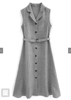 【ぽん様】2Wayベルト付きオープンカラーワンピース　グレー