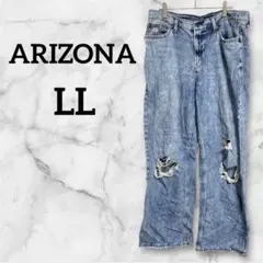 ARIZONA Jean Co.【LL相当】ダメージデニム ワイドレッグ