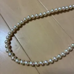 値下げ］パールロングネックレス 留め具シルバー パーツ試金石 K18相当 