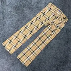 BURBERRY ノバチェック ホースマーク 金ボタン 綿パンツ