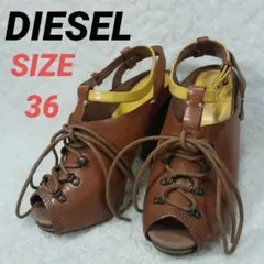 DIESEL　ディーゼル　パンプス　レザー　太ヒール　ブラウン　レディースのサムネイル