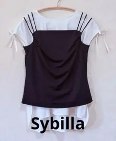 【 Sybilla 】シビラ　デザインキャミソール　タンクトップ　黒 Mのサムネイル
