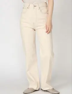 lowrysfarm coneセルフカットデニムパンツ　アイボリー