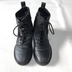 ZARA 本革 編み上げブーツ ショートブーツ ブラック