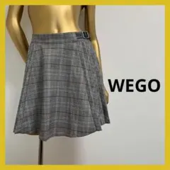 【4597】WEGO サイドプリーツ チェック柄 スカート F グレー