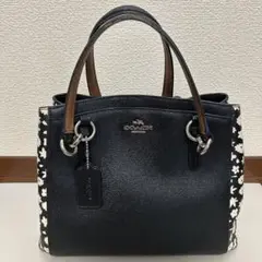 COACH　ショルダーバッグ　フラワー　モノトーン　PVC ブラック