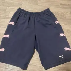 PUMA ネイビー ショートパンツ ピンクロゴ　L