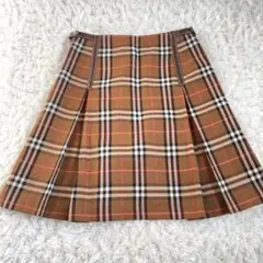 未使用級　バーバリーブルーレーベル　36 チェック柄プリーツスカート ブラウン系