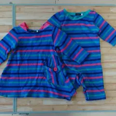 ☆美品【カルディア】ボーダーワンピース&ボーダーロンパース 2枚set☆