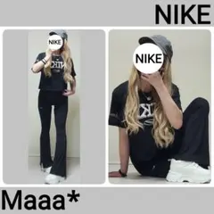 NIKE　レア　リブ　フレアレギンス　刺繍ロゴ　激かわ♡　細見え♡