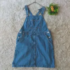 コルザ L ジャンパースカート ブルー デニムサロペット カジュアル ミニ　L