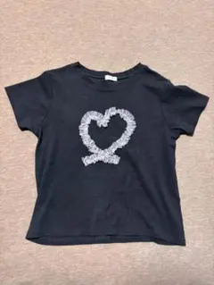 【新品未使用】ハート チュール フリル Tシャツ 半袖 ブラック フリーサイズのサムネイル