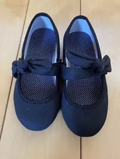 黒 リボン付き フォーマルパンプス　バレエシューズ　18cm
