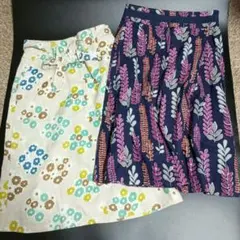 ローラアシュレイ 花柄スカート 2点 レディース 膝丈 ナチュナル系　綿　麻