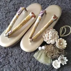 成人式　和装　草履＆髪飾り（つまみ細工）セット