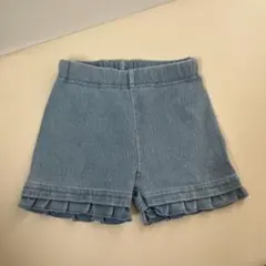【petit main 】フリル付きデニムショートパンツ 80