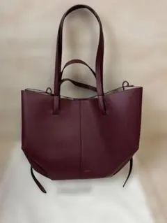 バーガンディ 合成皮革 トートバッグ