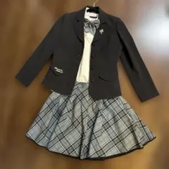 フォーマルスーツ ブラック グレー チェック柄　160