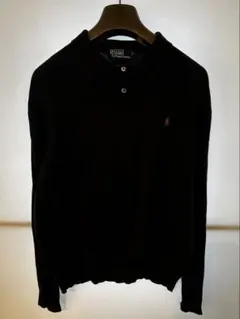 ラルフローレン 長袖ポロシャツ 黒 紫ポニー XL