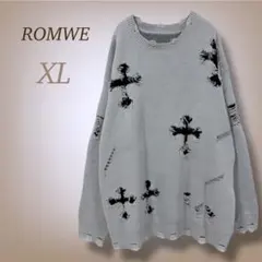 ロムウェ グランジ クロス ダメージニット クラッシュ加工 オーバーサイズ XL