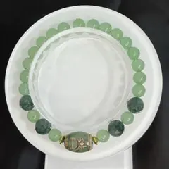 B-57 財神天珠　アベンチュリン　翡翠　天珠ブレスレット　内径約15cm