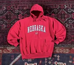 USA古着 カレッジロゴ プルオーバー パーカー レッド L