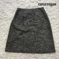 クレージュひざ丈タイトスカートツイード生地ブラックホワイトＬ秋冬キレイめイトキン