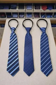 ⭐️【新品】ワンタッチネクタイ 3本セット ネイビー系 メンズ ビジネス 簡単装着