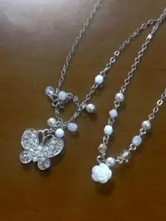 ANNA SUI アナスイ ２連ネックレス 蝶 バラ