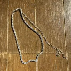 シルバーカラーチェーン テニスネックレス スクエア型 ボックスチェーン